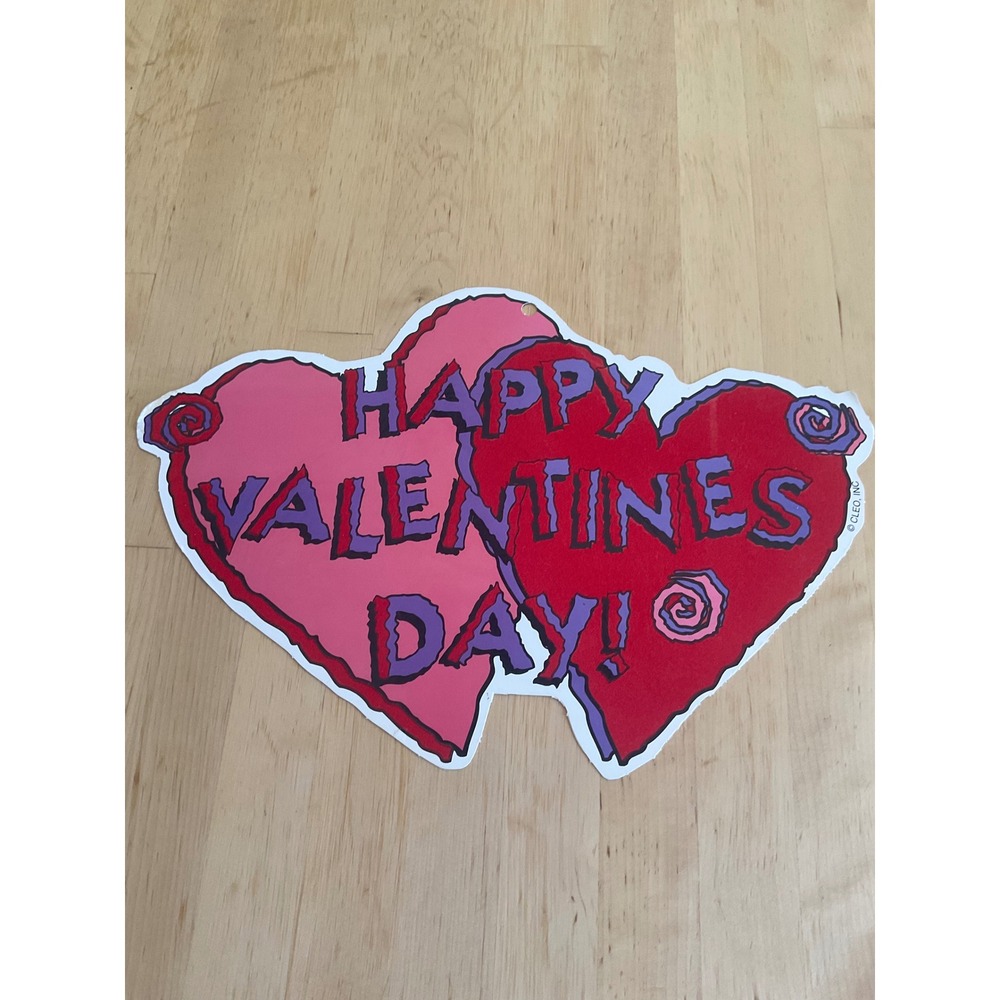 Vintage Cleo Inc Valentines Day Heart Wall Cutout Decoration Red Pink 13 inch